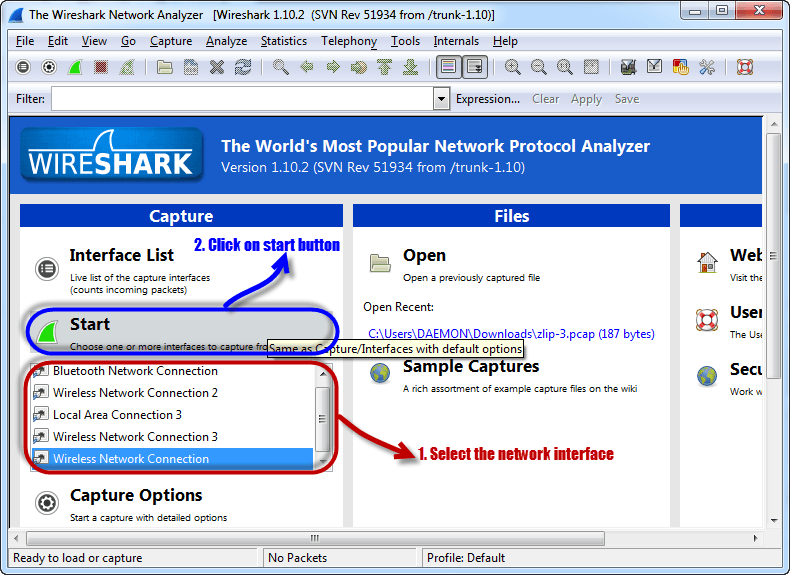 Foto hoe wireshark geopend er moet uitzien